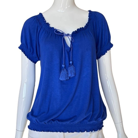 Inc International Concepts Royal Blue Blouson Peasant Top Size Small - Picture 2 of 11